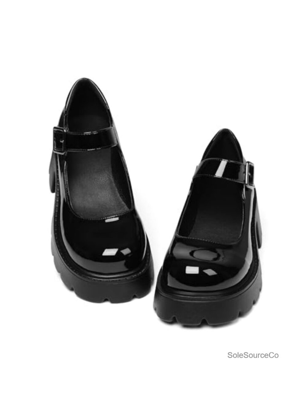 Chunky Mary Jane Platform Dress Shoes with Buckle Closure